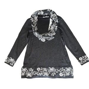 Notions sweater with detached matching scarf